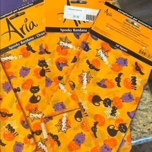 Aria Pet Orange Halloween Bandanas with Black & Purple Motifs